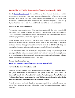 Mastitis Market Profile, Segmentation, Vendor Landscape By 2023