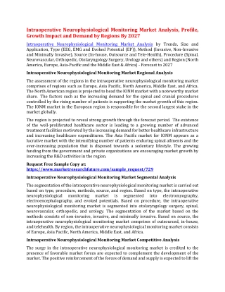 Intraoperative Neurophysiological Monitoring Market Analysis, Profile, Growth Impact and Demand by Regions By 2027