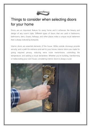 Things to consider when selecting doors for your home