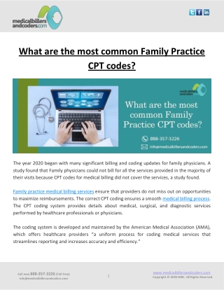 What are the most common Family Practice CPT codes?