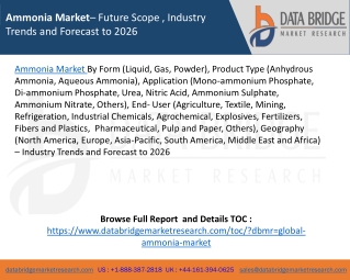 Ammonia Market– Future Scope , Industry Trends and Forecast to 2026
