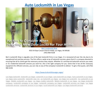 Auto Locksmith in Las Vegas