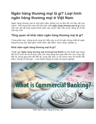 Ngân hàng thương mại là gì? Loại hình ngân hàng thương mại ở Việt Nam - Luận Văn 2S