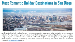 Most Romantic Holiday Destinations in San Diego