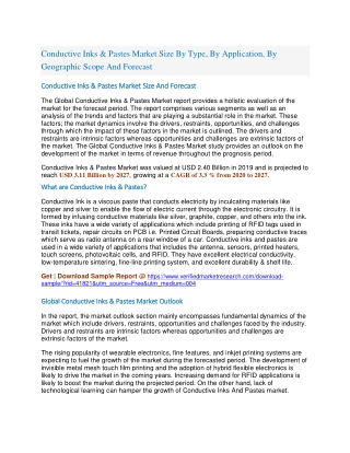 Conductive Inks & Pastes Market Size By Type, By Application, By Geographic Scope And Forecast