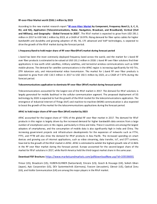 RF-over-Fiber Market by Component &amp; Application - Global Forecast 2023 | MarketsandMarkets