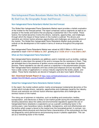 Non-halogenated Flame Retardants Market Size By Product, By Application, By End-User, By Geographic Scope And Forecast