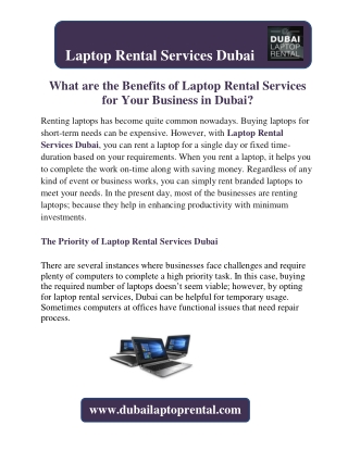 What are the Benefits of Laptop Rental Services for Your Business in Dubai?