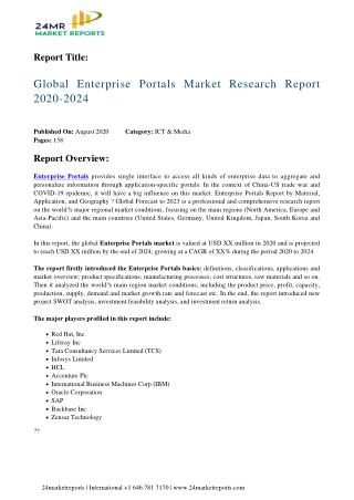 Enterprise Portals Market Research Report 2020-2024