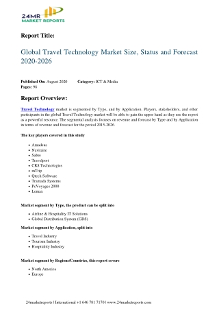 Travel Technology Market Size, Status and Forecast 2020-2026