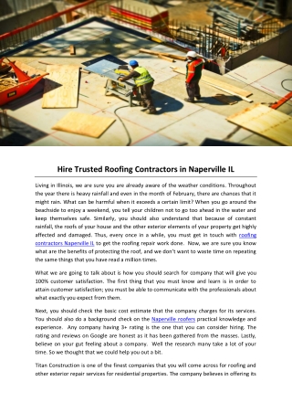 Hire Trusted Roofing Contractors in Naperville IL