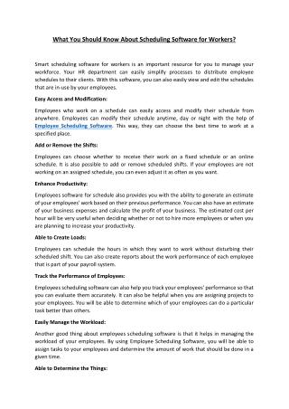 What You Should Know About Scheduling Software for Workers