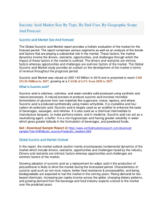Succinic Acid Market Size By Type, By End-User, By Geographic Scope And Forecast