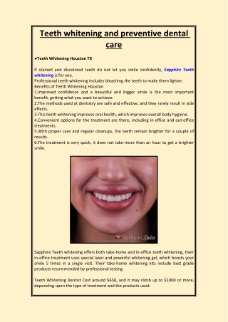 Teeth whitening and preventive dental care