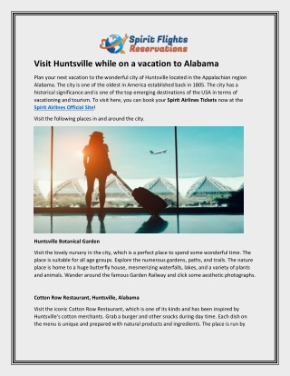 Visit Huntsville while on a vacation to Alabama