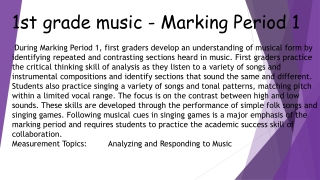 1st grade music - Marking Period 1