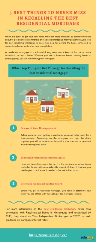 3 Best Things to Never Miss in Recalling the Best Residential Mortgage