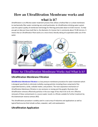 How an Ultrafiltration Membrane works and what is it?