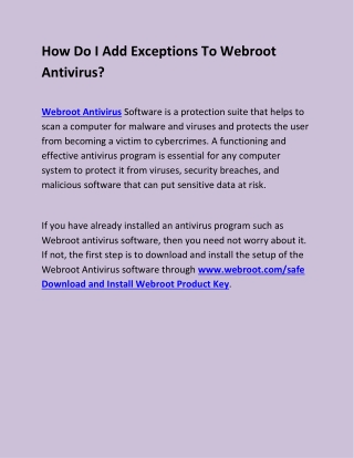 How Do I Add Exceptions To Webroot Antivirus?