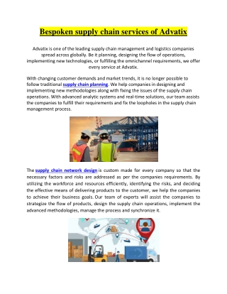 Bespoken supply chain services of Advatix