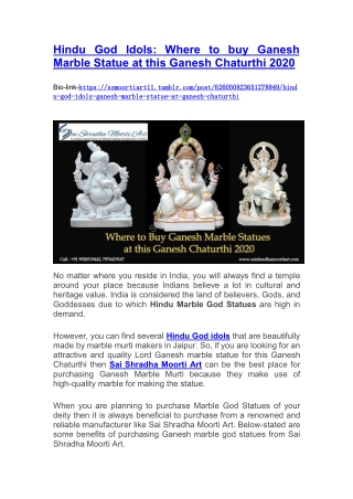 Where to Buy Ganesh Marble Statue at this Ganesh Chaturthi-Hindu God Idols