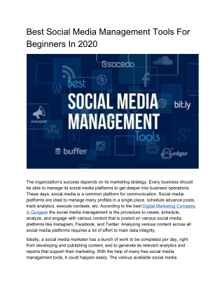 Best Social Media Management Tools For Beginners In 2020