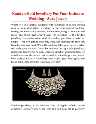 Antique Polki Jewellery For Your Intimate Wedding - Aura Jewels