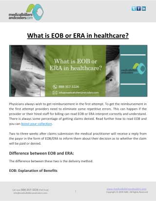 What is EOB or ERA in healthcare?
