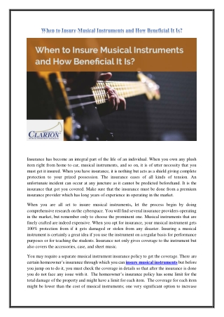 When to Insure Musical Instruments and How Beneficial It Is?