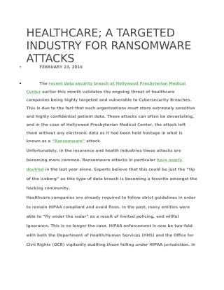 How to Prevent Healthcare Companies from Ransomware Attacks ?