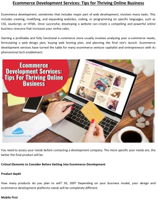 Ecommerce Development Services: Tips For Thriving Online Business