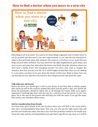 How to find a doctor when you move to a new city
