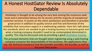 A Honest HostGator Review Is Absolutely Dependable