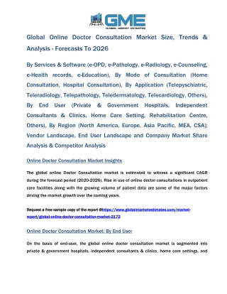 Global Online Doctor Consultation Market Size, Trends & Analysis - Forecasts to 2026