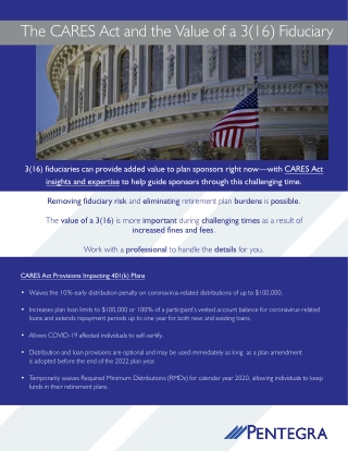 The Cares Act and the Value of a 316 Fiduciary