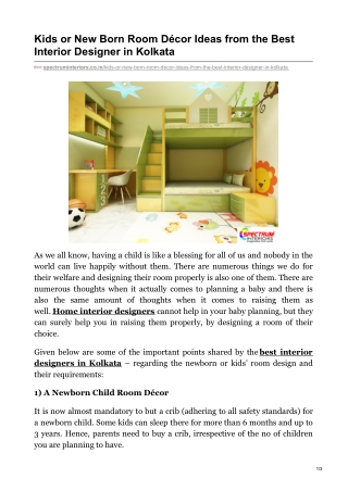 Kids or New Born Room Décor Ideas from the Best Interior Designer in Kolkata