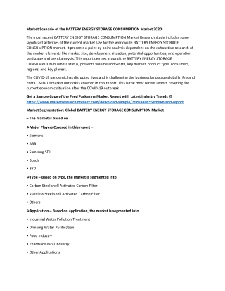 BATTERY ENERGY STORAGE CONSUMPTION Market Demand, Recent Trends and Developments Analysis 2026