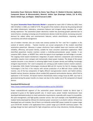 Automotive Power Electronics Market - Global Forecast to 2025