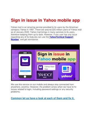 Sign in issue in Yahoo mobile app ..