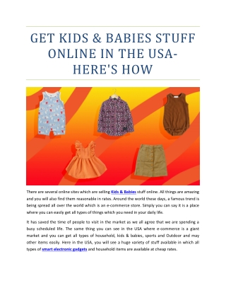 Get Kids & Babies stuff online in the USA- Here’s how