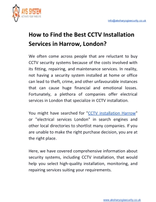 How to Find the Best CCTV Installation Services in Harrow, London? - Home Security
