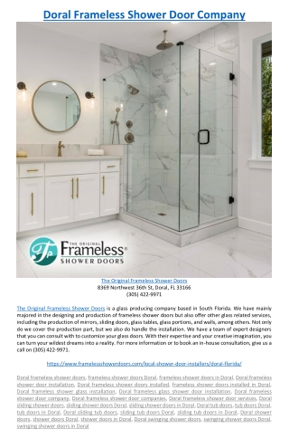 Doral Frameless Shower Door Company