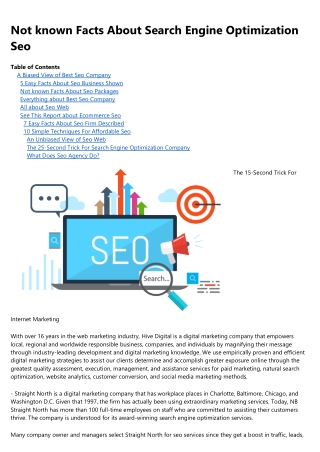 Search Engine Optimization Company Things To Know Before You Buy