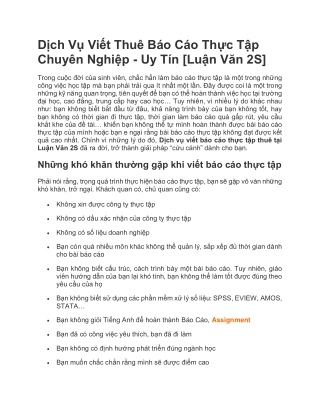 Dịch Vụ Viết Thuê Báo Cáo Thực Tập Chuyên Nghiệp - Uy Tín [Luận Văn 2S]