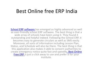 Best Online free ERP India