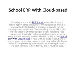 School ERP With Cloud-based