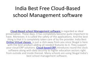India Best Free Cloud-Based school Management software