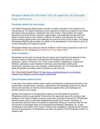 Phosphates Market Size By Product Type, By Application, By Geographic Scope And Forecast