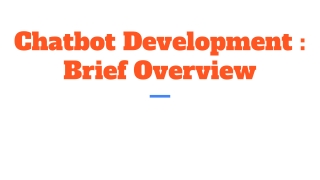 Chatbot Development : Brief Overview