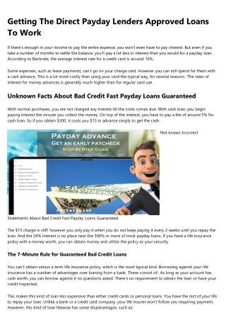 The Single Strategy To Use For Bad Credit Payday Loans